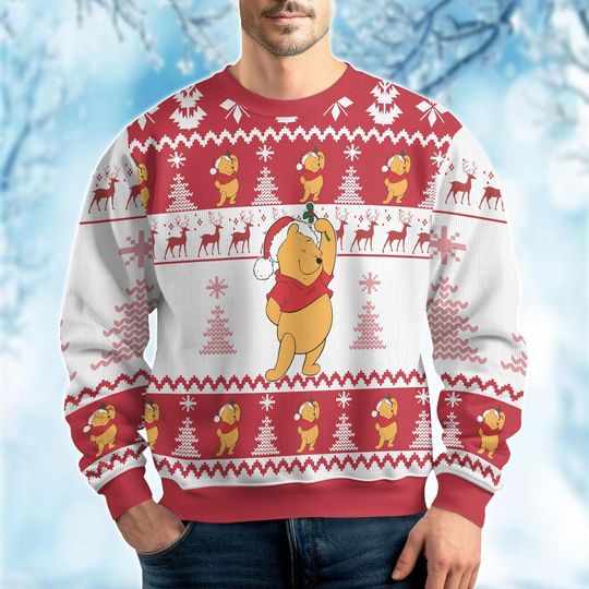 Winnie The Pooh Ugly Sweater, Pooh Disney Christmas Sweater, Pooh Bear Xmas Sweater, Eeyore Tiger Piglet Sweater, Magic Kingdom Gift