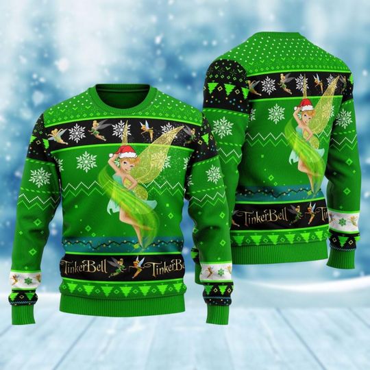 Christmas Tinker Bell Ugly Sweater, Tinkerbell Holiday Sweater, Disney Princess Xmas Sweater, Cartoon Movie Ugly Sweater Shirt