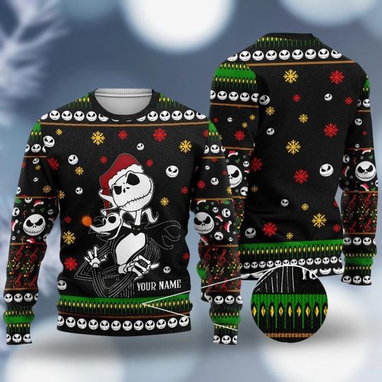 Discover Christmas Nightmare Jack Skellington Sweater, Halloween Movie Ugly Sweater, Personalized Christmas Sweater, Disney Christmas Sweater