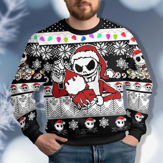 Jack Skellington Christmas Sweater, Nightmare Christmas Movie Sweater, Kids Disney Ugly Sweater, Christmas Crewneck, Mickey Very Merry