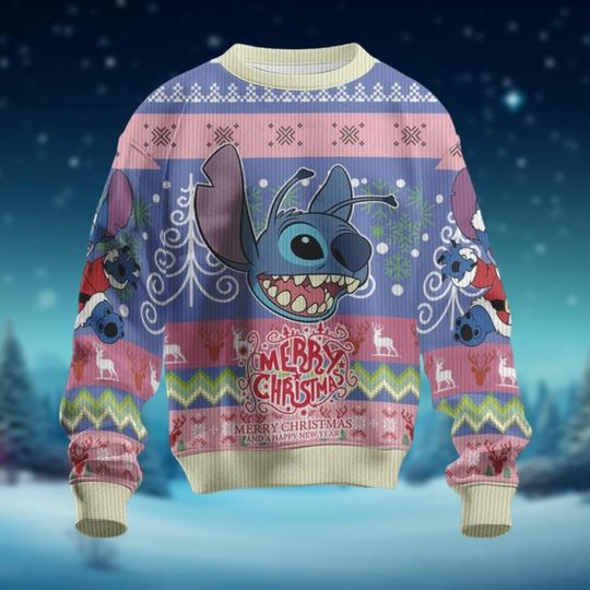 Discover Merry Stitchmas Ugly Sweater, Lilo And Stitch Holiday Sweater, Santa Claus Stitch Sweater, Disney Xmas Party Gift, Winter Holiday Shirt
