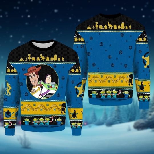 Toy Story Ugly Christmas Sweater, Woody Buzz Lightyear Ugly Sweater, Disney Xmas Sweater, Christmas Party Gift For Women Men Kid