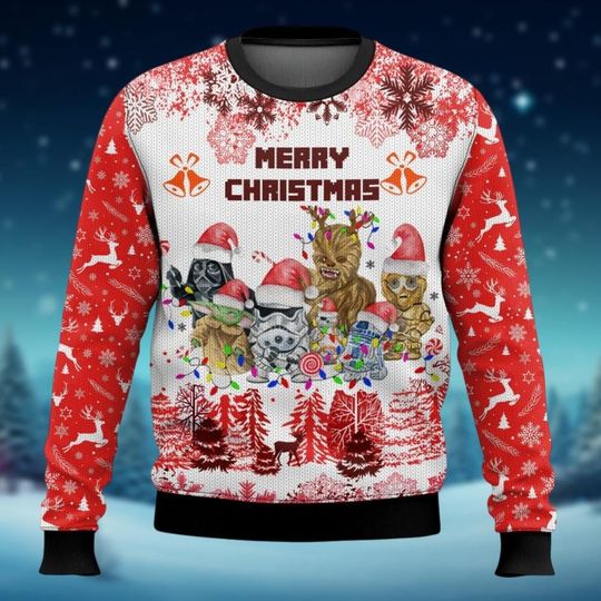 Christmas Star Wars Characters Ugly Sweater, Darth Vader Holiday Sweater, Galaxys Edge Shirt, Gift For Women Men Kid, Disney Sweater