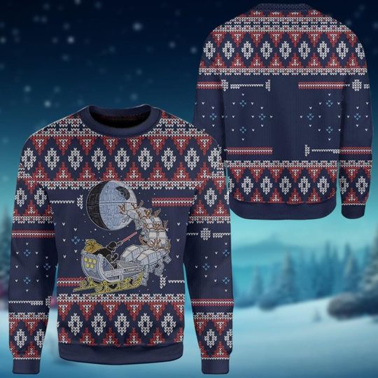 Star Wars Ugly Christmas Sweater, Darth Vader Riding At-At Holiday Sweater, Disney Xmas Sweater, New Year Gift, Winter Season Sweater
