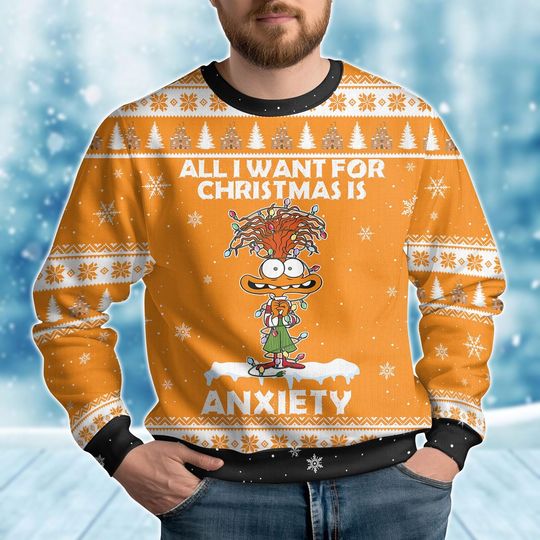 Disney Anxiety Ugly Sweater, Inside Out Christmas Sweater, Disney Feelings Xmas Lights Shirt, Gift For Women Men Kid, New Year Shirt