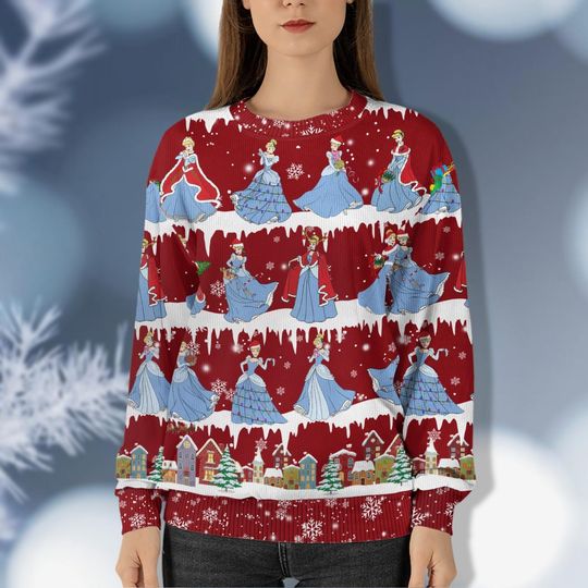 Discover Christmas Cinde Princess Ugly Sweater, Disney Princess Christmas Sweater, Girls Christmas, Holiday Gift, Xmas Sweater Party