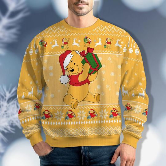 Christmas Pooh Ugly Sweater Shirt, Winnie The Pooh Christmas Shirt, Pooh Bear Shirt, Disney Christmas Sweater, Funny Holiday Sweater