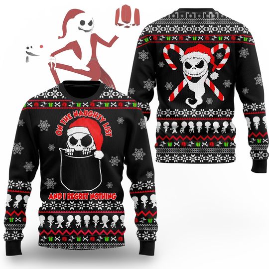Discover Santa Christmas Jack Skellington Sweater, Disney Nightmare Christmas Sweater, Family Christmas Shirt, Disney Ugly Sweater