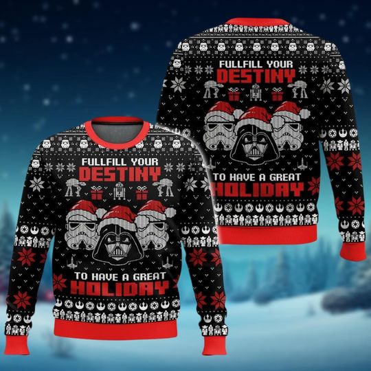 Discover Christmas Darth Vader Stormtrooper Ugly Sweater, Star Wars Holiday Sweater, Disney Movie Xmas Sweater, Xmas Party Gift, Funny Sweater