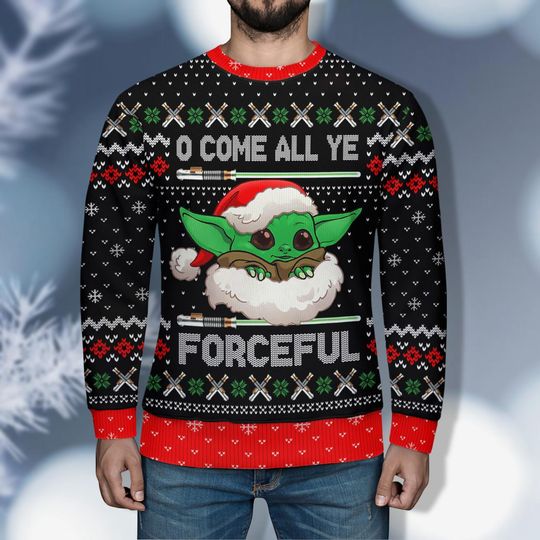 Discover Baby Yoda Christmas Ugly Sweater, Baby Yoda Shirt, Darth Vader Sweater, Disney Christmas Family Sweater, Mickey Very Merry Xmas Gift