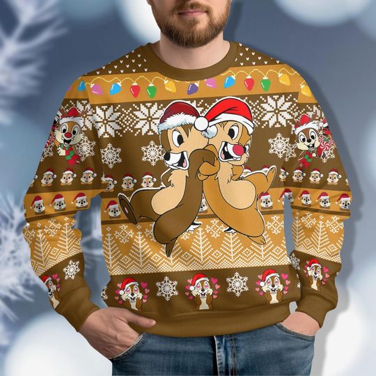 Double Trouble Chip N Dale Christmas Sweater, Disney Chip And Dale Sweater, Ugly Christmas Shirt, Funny Squirrel Christmas Shirt