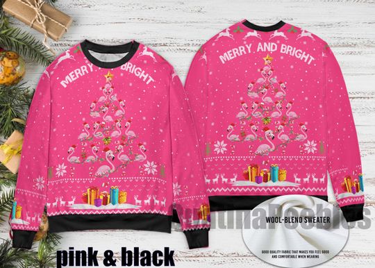 Flamingo Ugly Christmas Sweater, Funny Holiday Sweater With Festive Flamingo, Ugly Christmas Sweater, Xmas Sweater, Gift For Men Women