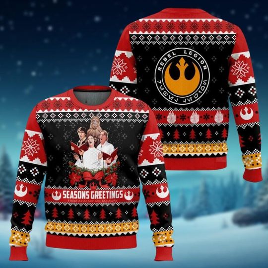 Christmas Star Wars Ugly Sweater, Star Wars Holiday Sweater, Han Solo Leia Christmas Shirt, Disney Xmas Party Gift For Women Men Kid