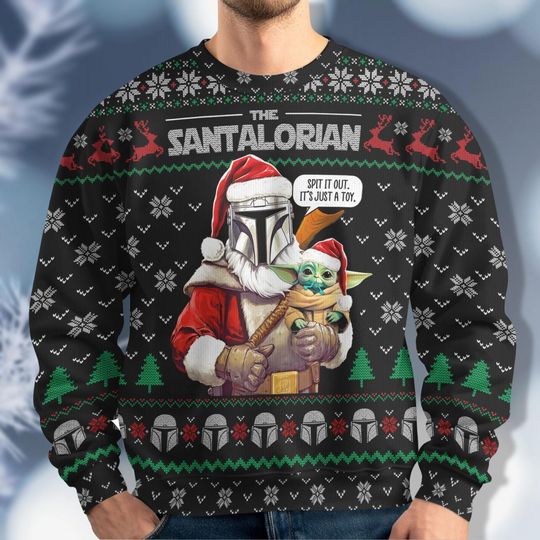Discover Christmas Yoda Mandalorian Ugly Sweater, Star Wars Christmas Sweater, Womens Christmas, Disneyland Christmas Sweater, Kids Sweater