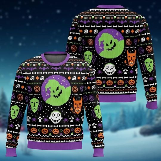 Oogie Boogie Ugly Sweater, Nightmare Before Christmas Sweater, Disneyland Xmas Shirt, Lock Shock Barrel Sweater, Horror Christmas Shirt