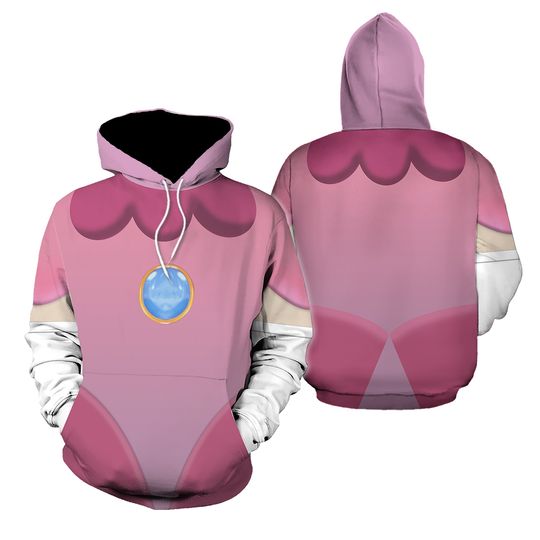Mario Super Princess Peach Cosplay Costume Hoodie, Princess Costume Women Pants, Halloween 3D All Over Print Tee, Mario Shirt Birthday