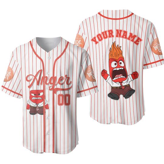 Personalized Disney Inside Out Anger Baseball Jersey, Custom Inside Out 2 Shirt, Disney Baseball Jersey, Inside Out 2 Anger Athletic Jersey