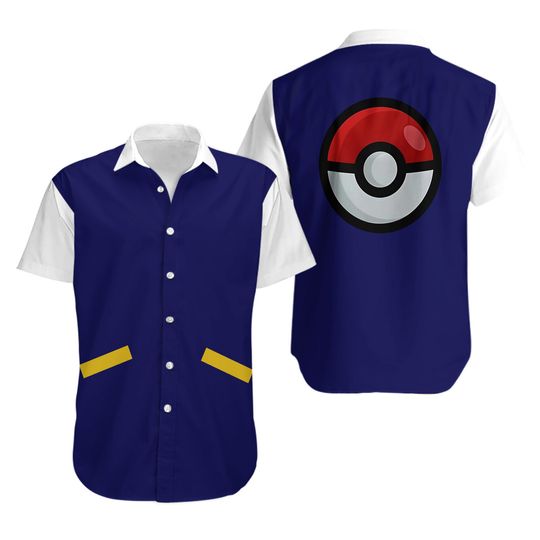 Ash Ketchums First Outfit PKM Button Up Hawaiian Shirt