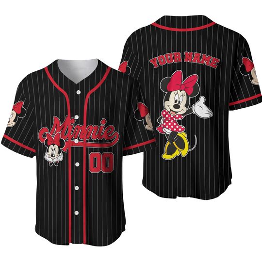 Personalize Name & Number Disney Minnie Black Jersey, Custom Disneyland Kid Youth Adult Jersey, Minnie Girl Jersey, Birthday Girl Gift