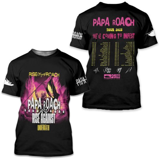 Papa Roach Rise Against 2025 Tour 3D T-Shirt