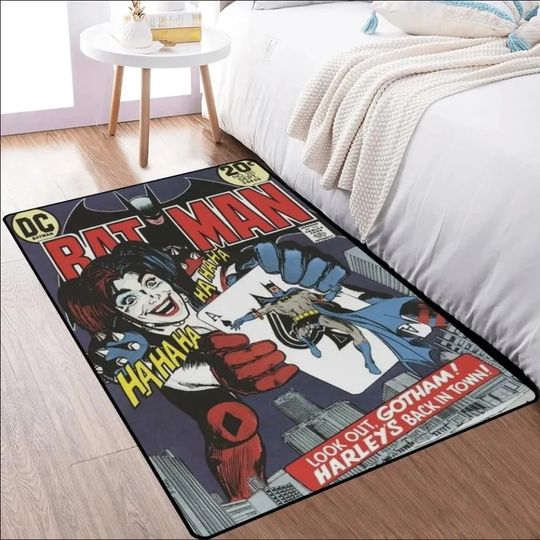 Halloween Rug, Movie Gift Rug, Deco Rug, Harley Quinn and Batman Rug