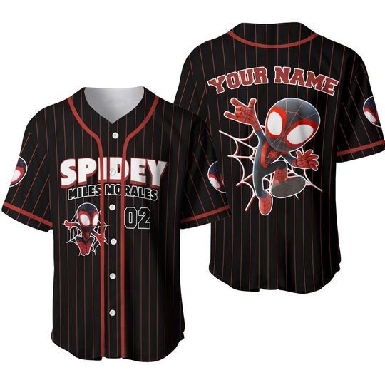 Personalized Spidey Miles Morales Baseball Jersey, Spiderman Baseball Jersey