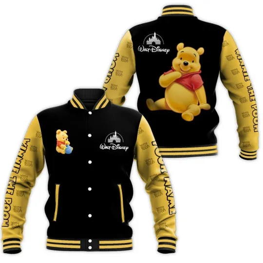 Pooh Baseball Jacket, Pooh Bear Personalized Jacket