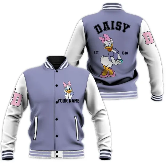 Personalize Disney Vintage Daisy Duck, Adult Varsity Jacket, Personalized Disney