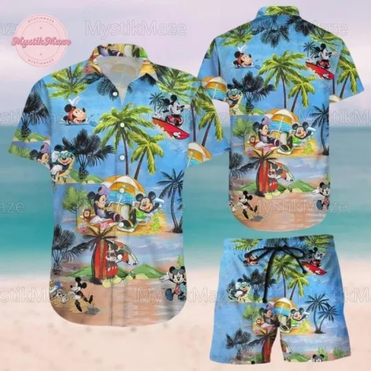 Mickey Mouse Button Shirt, Mickey Mouse Short, Mickey Mouse 3D HAWAII SHIRT