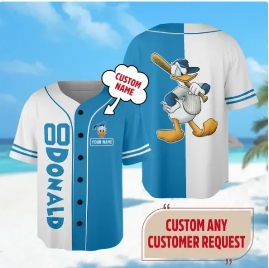 Personalized Donald Duck  Baseball Jersey Shirt