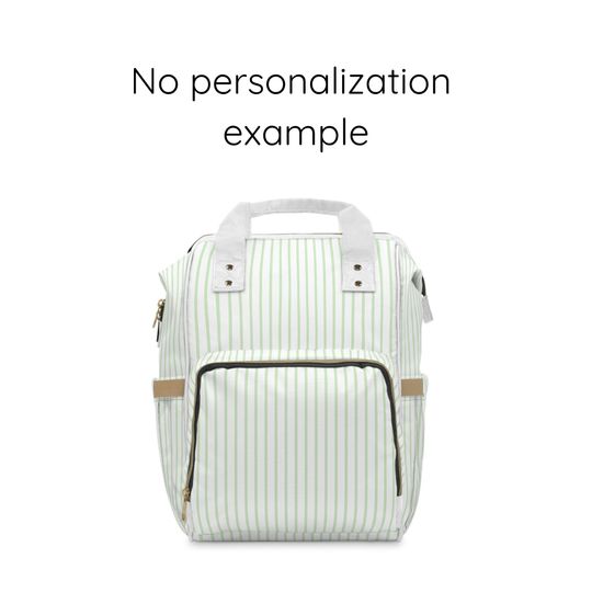 Green Striped Multifunctional Backpack / Diaper Backpack / Monogrammed School Bag Hospital Bag Personalized Gift