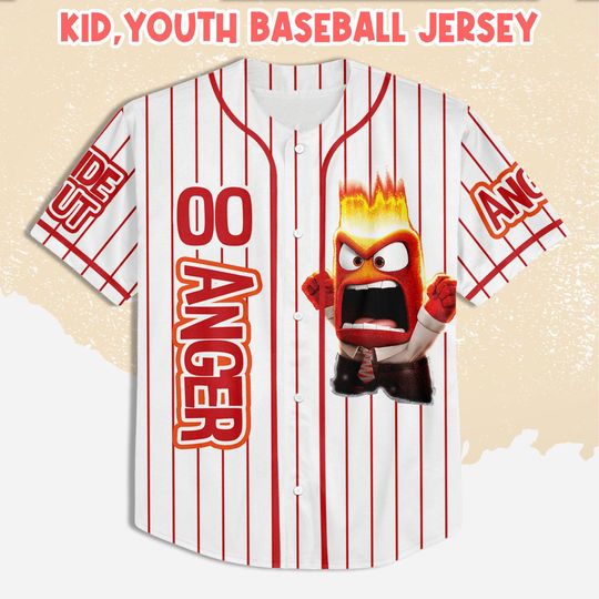 Personalized Inside Out Anger Baseball Jersey, Disney Anger Baseball Jersey