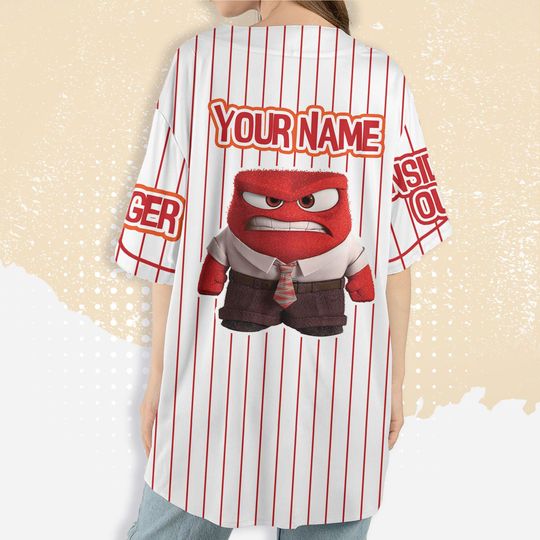 Personalized Inside Out Anger Baseball Jersey, Disney Anger Baseball Jersey