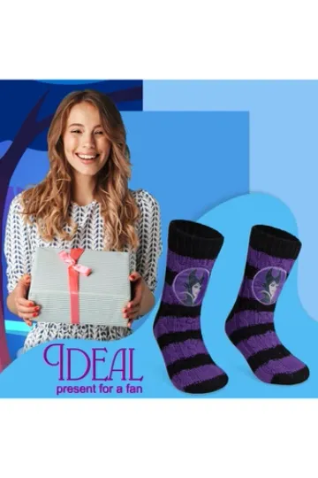 DISNEY Womens Maleficent Warm Fluffy Calf Socks