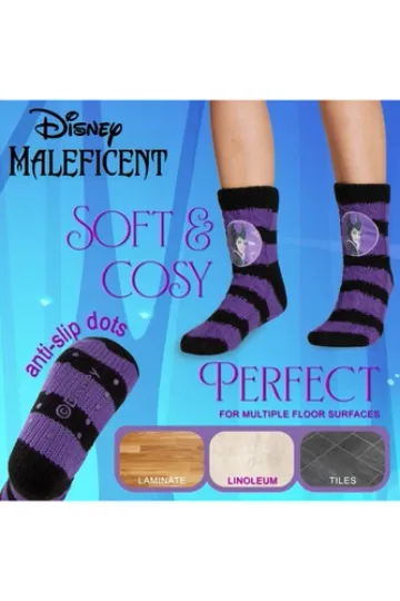 DISNEY Womens Maleficent Warm Fluffy Calf Socks