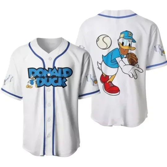 Funny Donald Duck Playing Baseball Game Day Baseball Jersey Shirt
