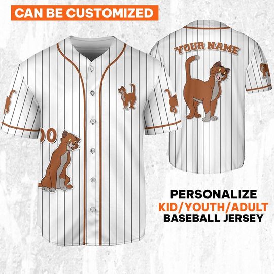 Personalize Disney The Aristocats Thomas O'Malley Happy White Orange Dark Jersey