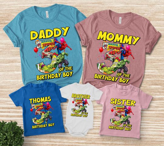 Hulk and Spiderman Superhero Personalized T-shirt