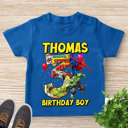 Hulk and Spiderman Superhero Personalized T-shirt