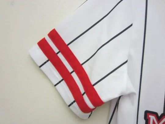 New Mickey Mouse #28 Baseball Jersey White Button Pinstriped Disney Store Mens L