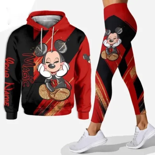 Personalized Mickey Hoodie Leggings, Disney Mickey 3D Hoodie Leggings