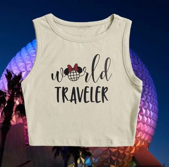 World Traveler Crop Tank Top, Disney Epcot Crop Tank Top
