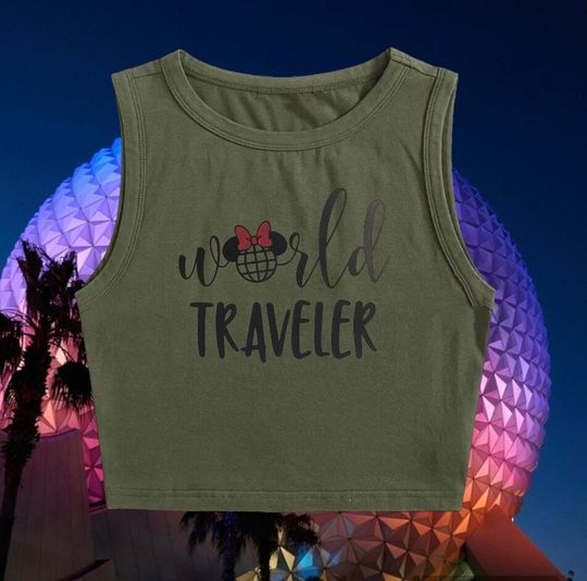World Traveler Crop Tank Top, Disney Epcot Crop Tank Top