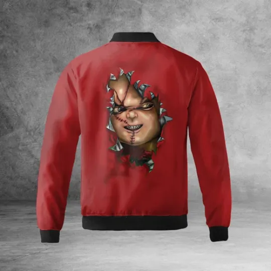Chucky Doll Horror Killer Wanna Play Chucky Cracking Red Themed Jacket