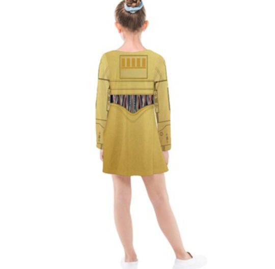 Kid's C3PO   Inspired Long Sleeve Dress