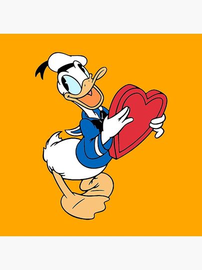 Donald Duck Holding Heart In Valentines Day Pillow