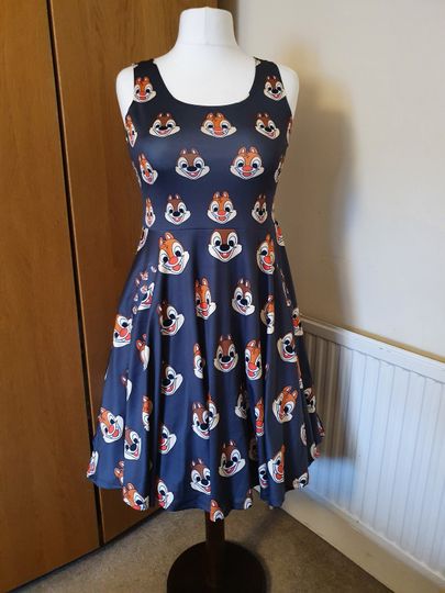 Chipmunks inspired print skater dress- Sizes S- 5XL plus size