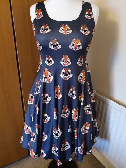 Chipmunks inspired print skater dress- Sizes S- 5XL plus size