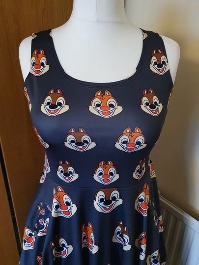Chipmunks inspired print skater dress- Sizes S- 5XL plus size