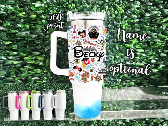 Disney Cruise Tumblers, Custom 40oz Insulated Cup with Straw, Personalized Disney Cruise Mug, 40oz Handle Disney Tumbler, Disney Cruise Gift